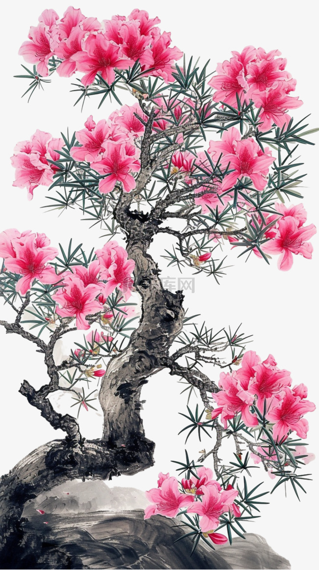 春天植物树木手绘元素花朵
