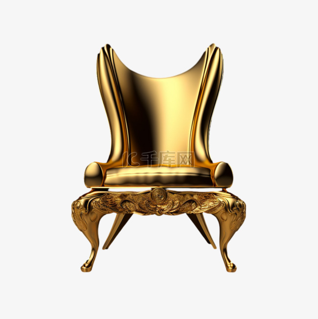 3d金色桌椅元素立体免抠图案