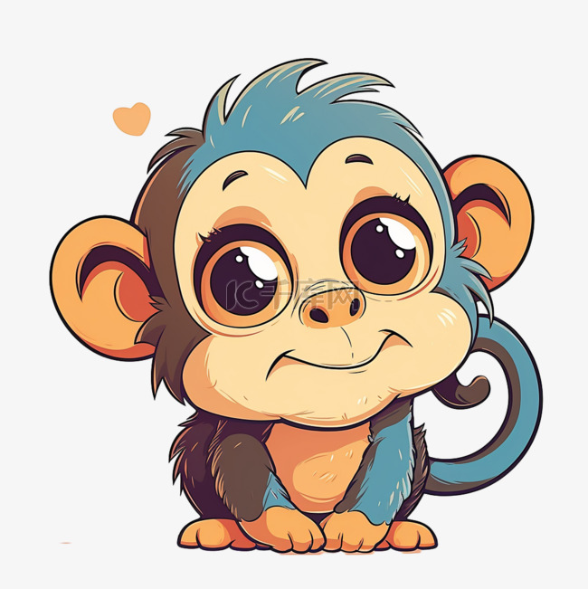 可爱的猴子卡通手绘元素免抠