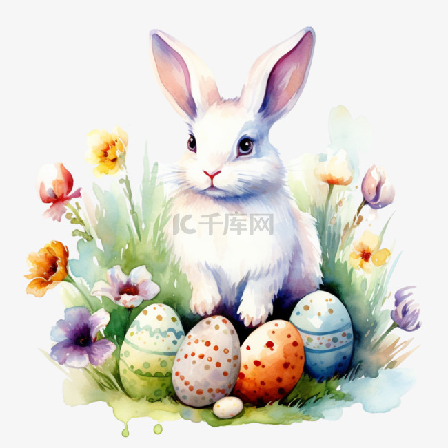 特色兔子彩蛋元素立体免抠图案
