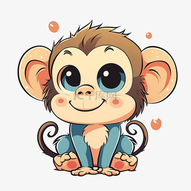可爱的猴子免抠卡通手绘元素