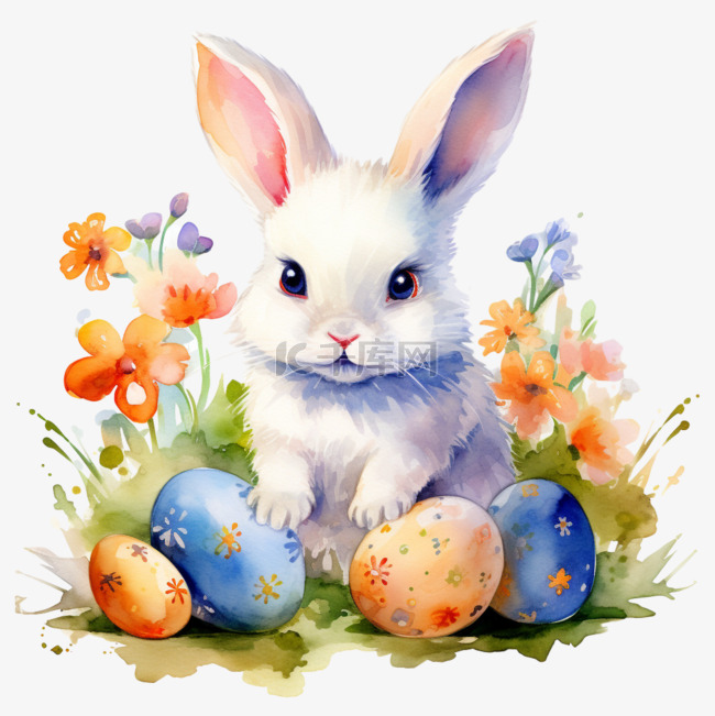 纹理兔子彩蛋元素立体免抠图案