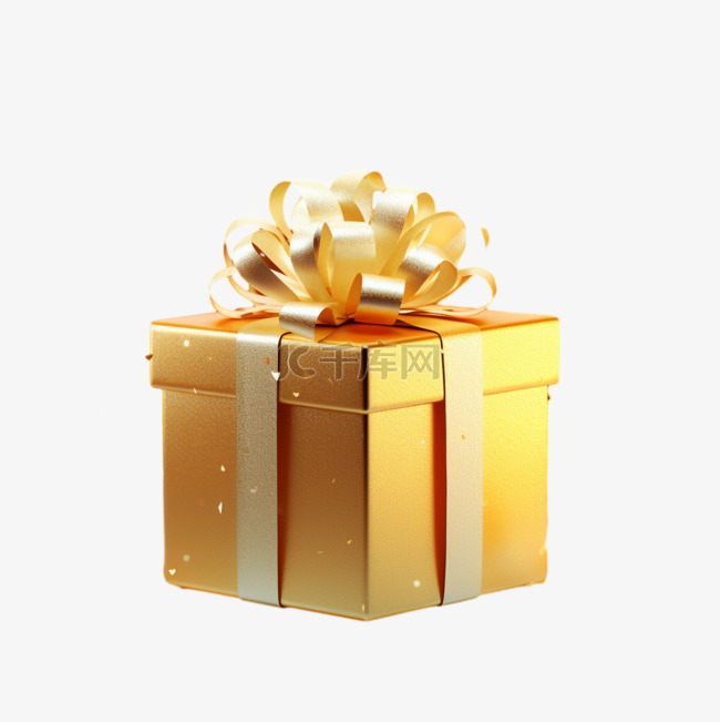 几何金色礼盒元素立体免抠图案