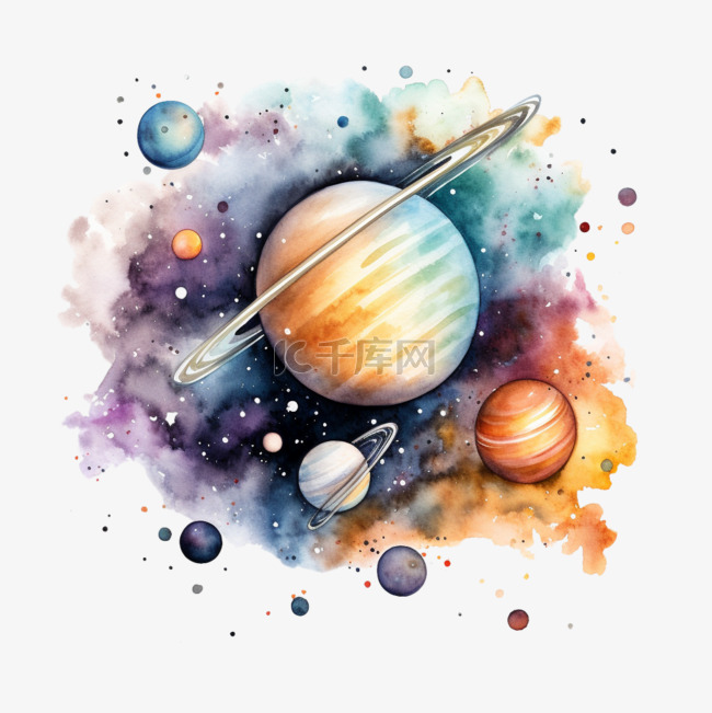 写实彩绘星球元素立体免抠图案