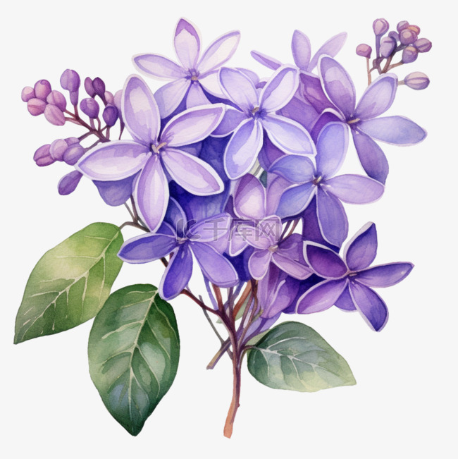 创意紫色花朵元素立体免抠图案
