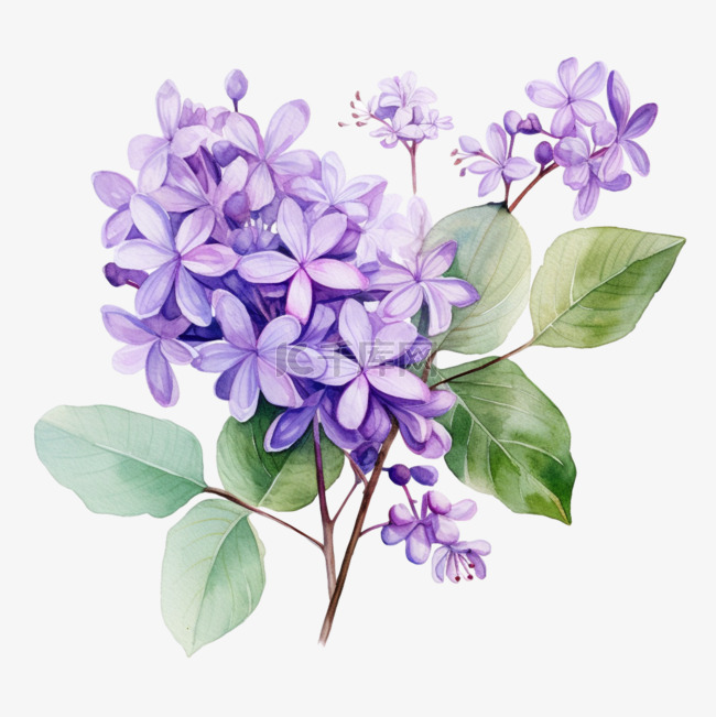 纹理紫色花朵元素立体免抠图案