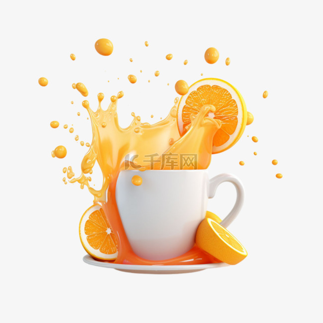 装饰橘子饮料元素立体免抠图案