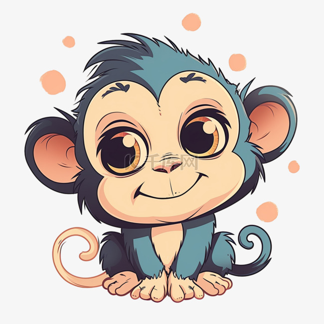 可爱的猴子元素卡通手绘免抠