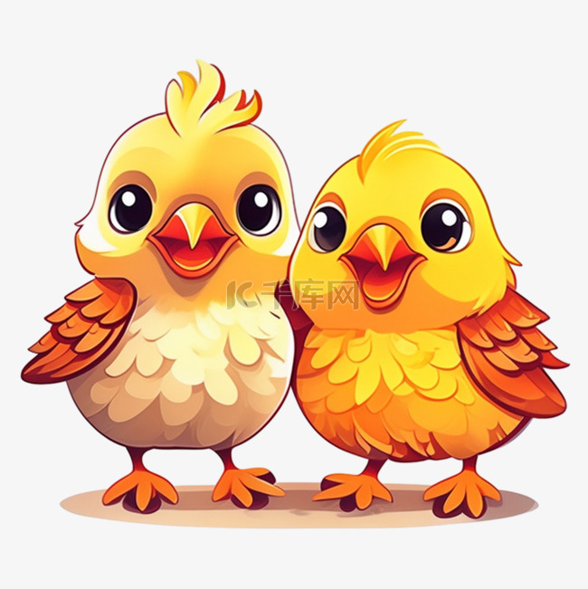 小鸡和小黄鸡卡通插画设计