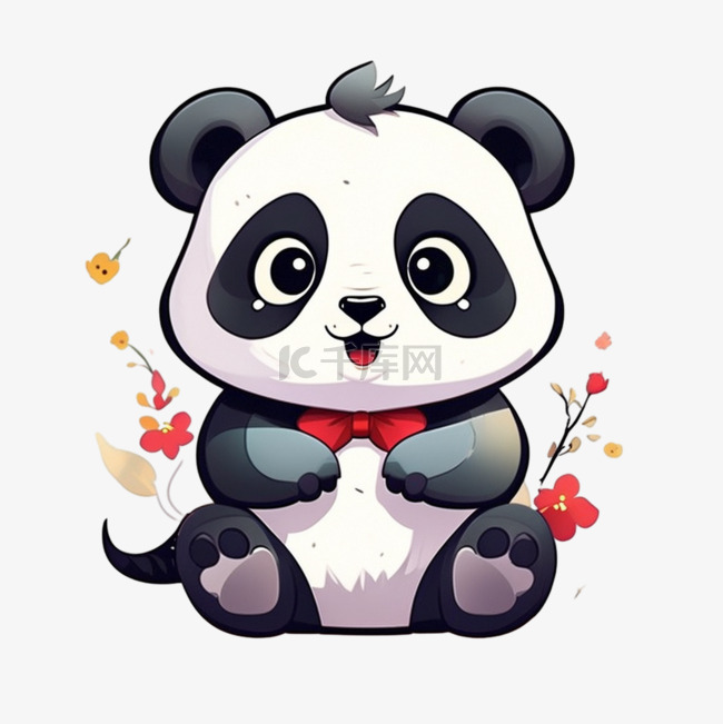 可爱大熊猫矢量卡通儿童png图片
