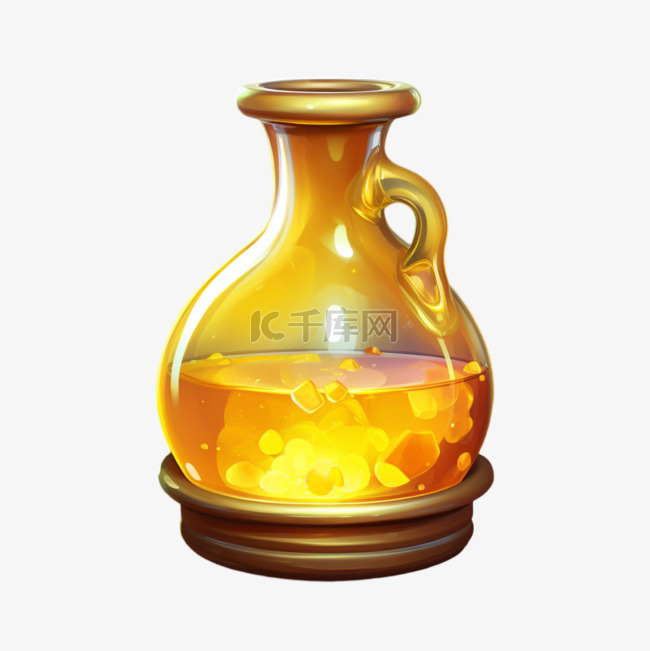 绘画魔法瓶金色元素立体免抠图案