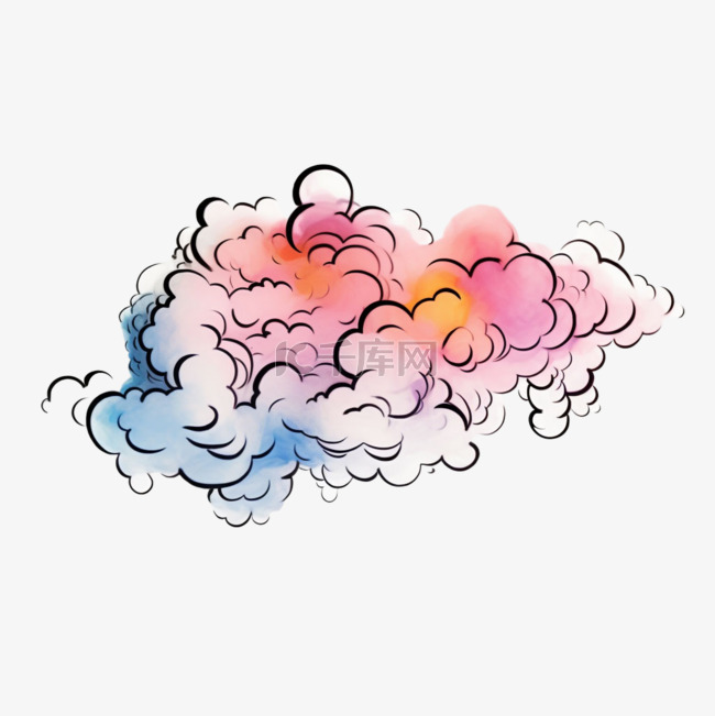 创意七彩云朵元素立体免抠图案