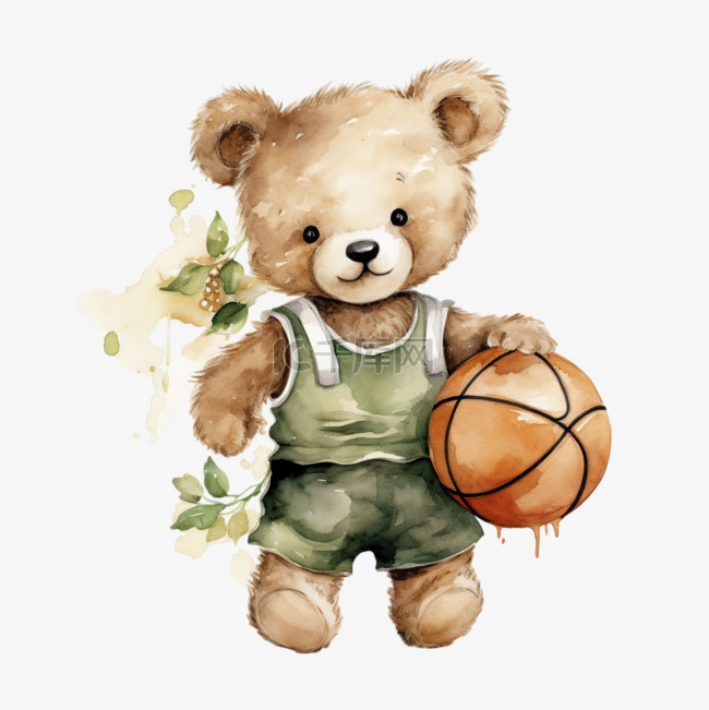 矢量篮球小熊元素立体免抠图案