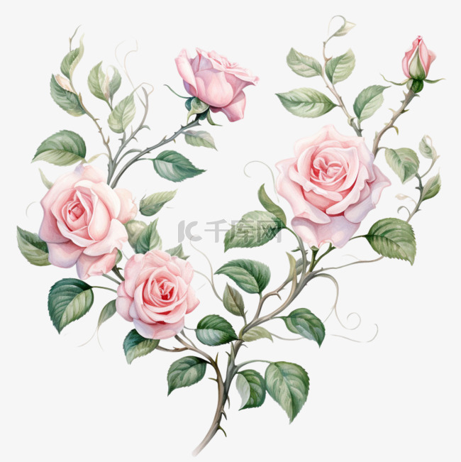 矢量粉色玫瑰元素立体免抠图案