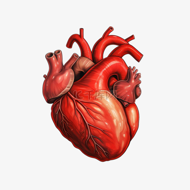 纹理红色心脏元素立体免抠图案