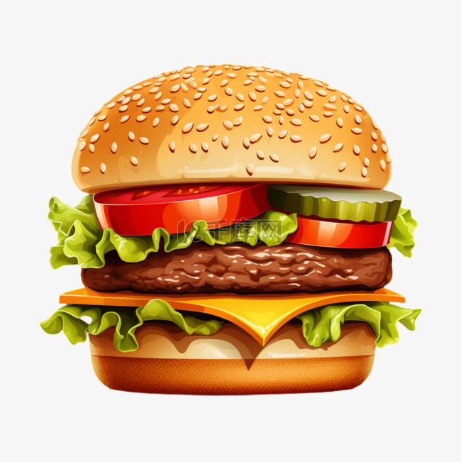 ai汉堡包食物元素立体免抠图案