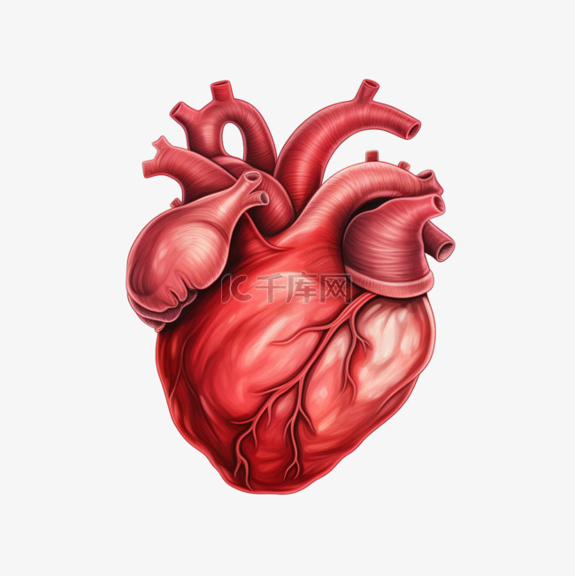 质感红色心脏元素立体免抠图案