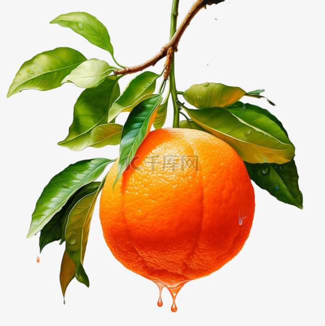 几何橙子新鲜元素立体免抠图案