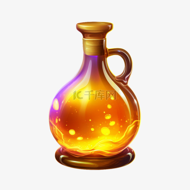 造型魔法瓶金色元素立体免抠图案