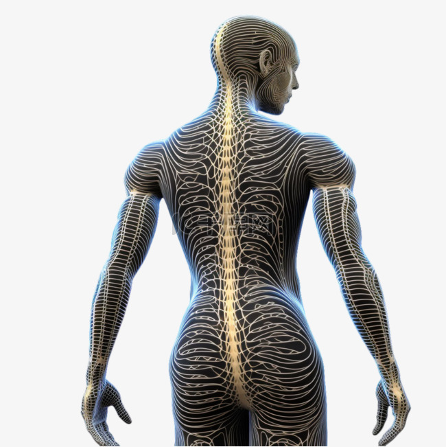 数字艺术身体背部元素立体免抠图