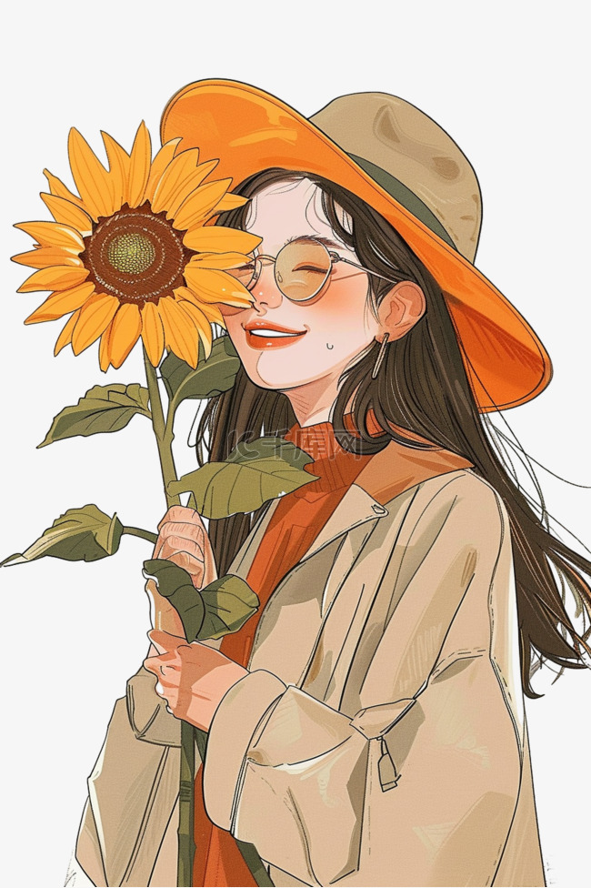 妇女节时尚女孩手绘免抠插画元素