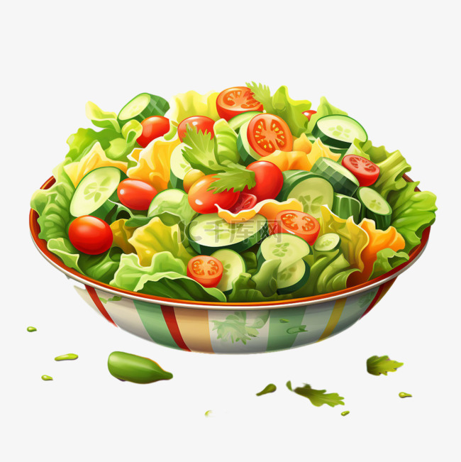 蔬菜沙拉元素立体免抠图案ai绘画