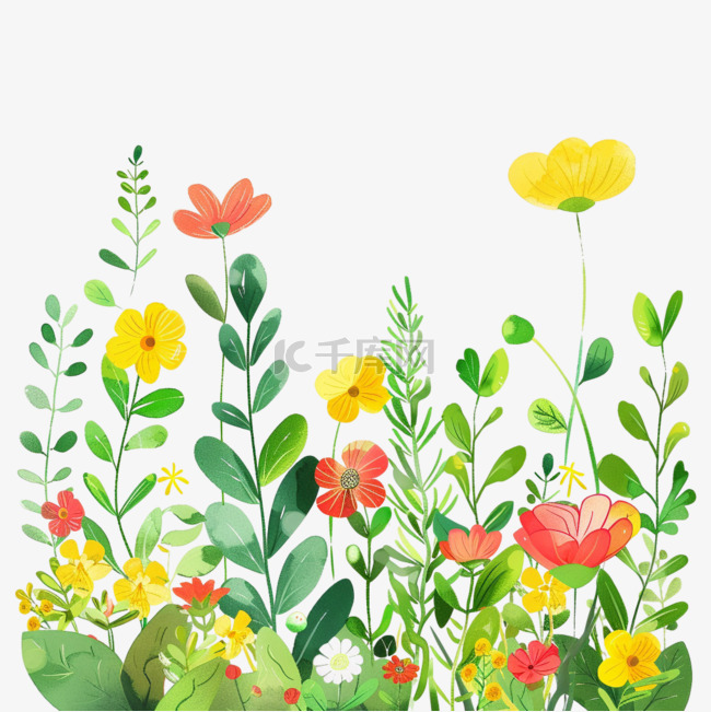 植物花草春天手绘元素