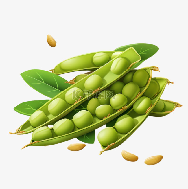 黄豆植物元素立体免抠图案特色