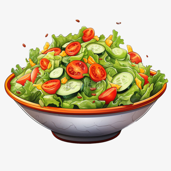 蔬菜沙拉元素立体免抠图案卡通