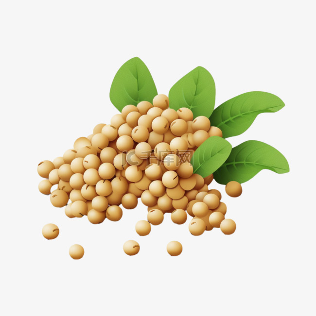 黄豆植物元素立体免抠图案装饰