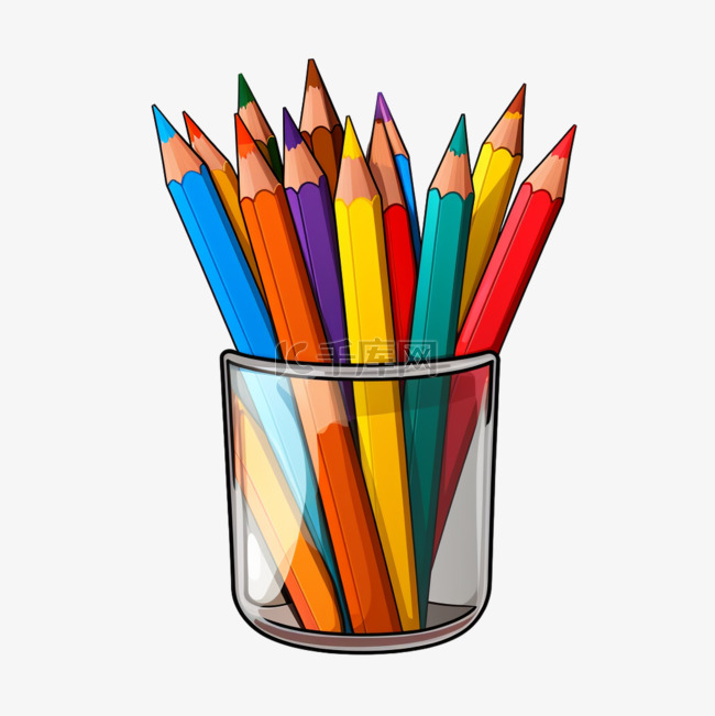 铅笔彩色元素立体免抠图案数字艺