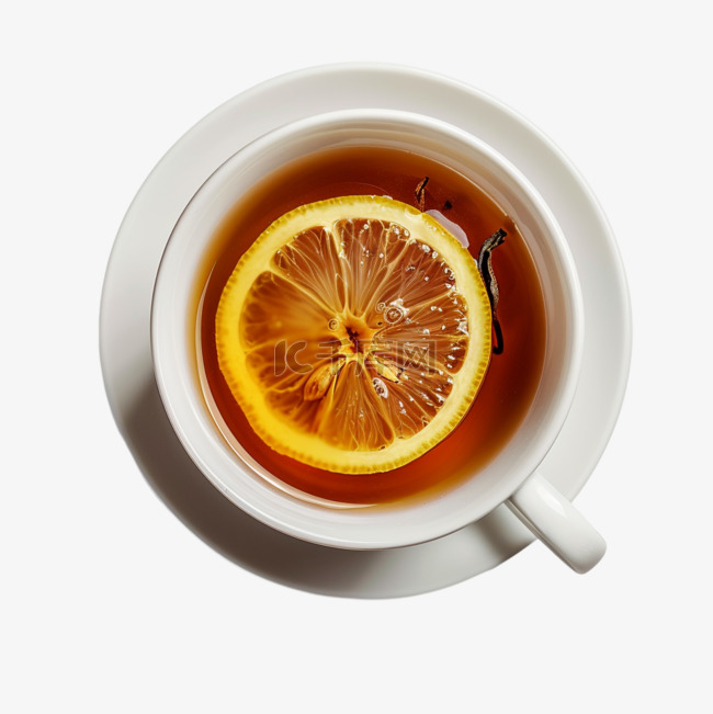 柠檬红茶元素立体免抠图案数字艺