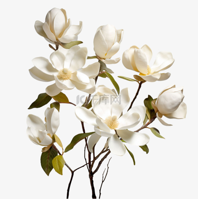 白色花朵元素立体免抠图案几何