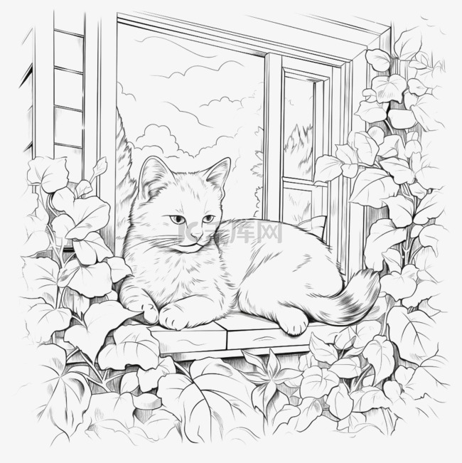 阳台小猫元素立体免抠图案纹理