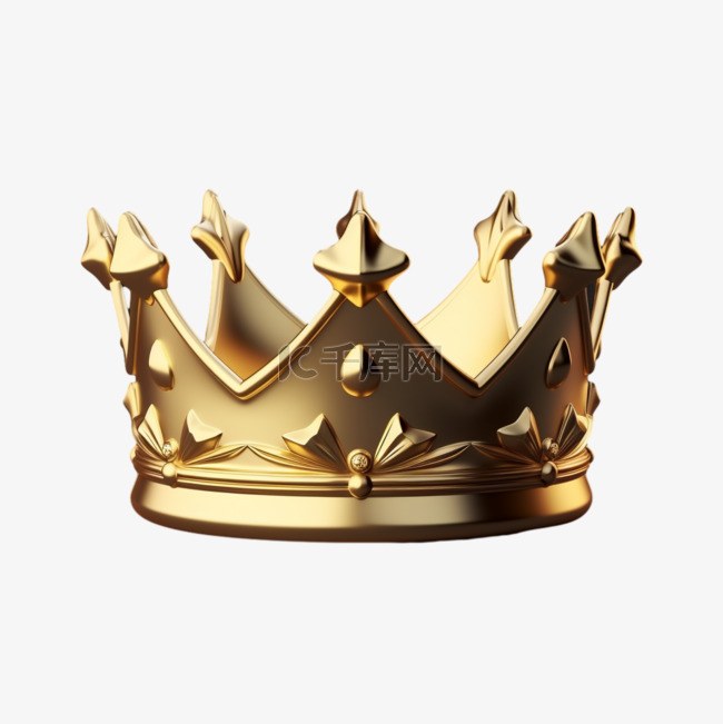 金色皇冠元素立体免抠图案素材