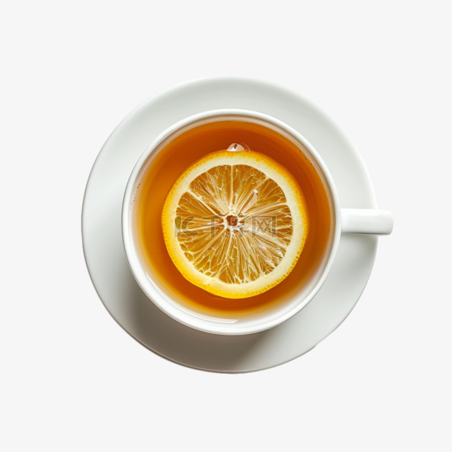 柠檬红茶元素立体免抠图案写实