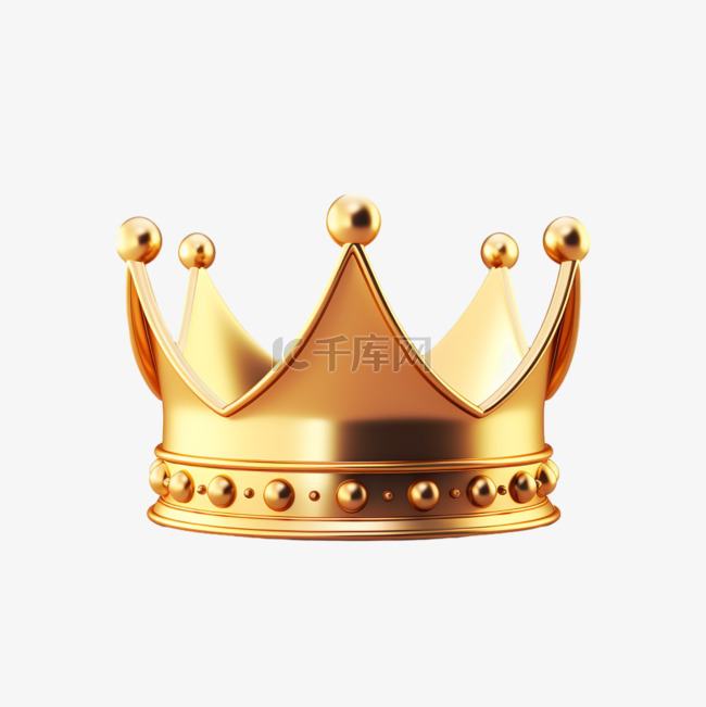 金色皇冠元素立体免抠图案装饰