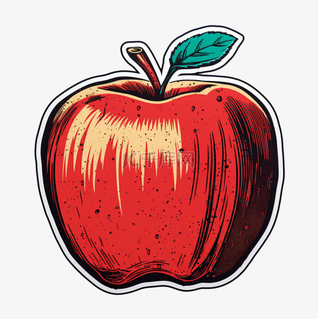 红色苹果元素立体免抠图案数字艺