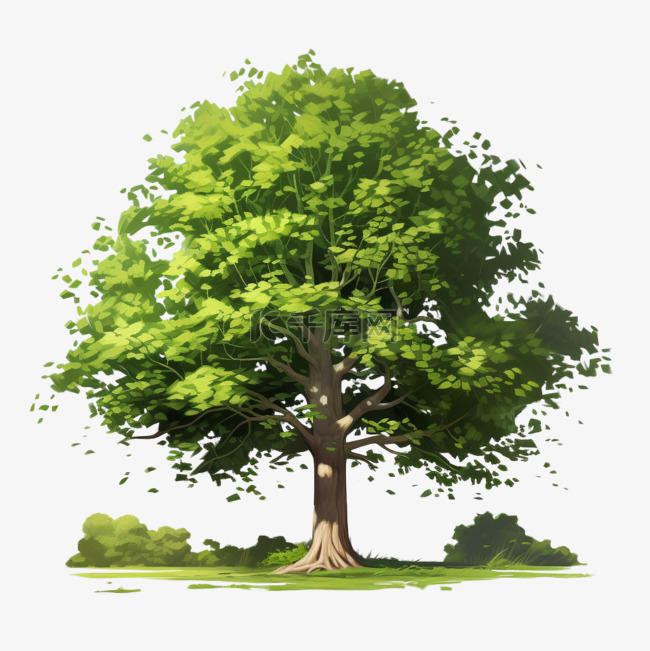 绿色大树元素立体免抠图案卡通