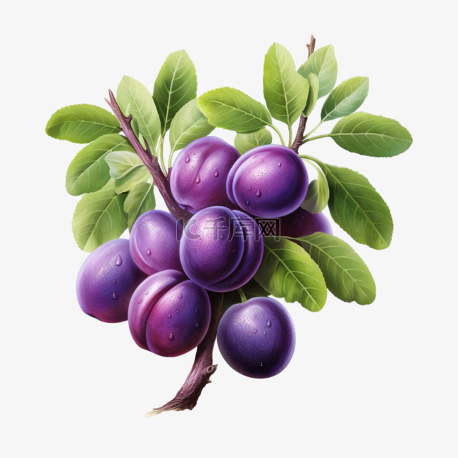 矢量紫色葡萄元素立体免抠图案