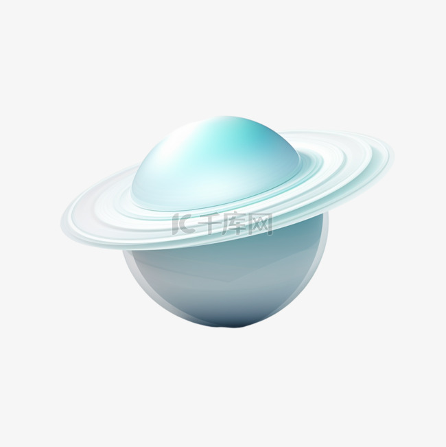蓝色土星元素立体免抠图案