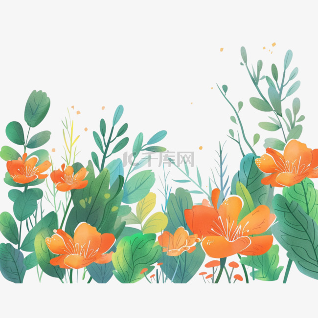 春天卡通植物花朵手绘元素