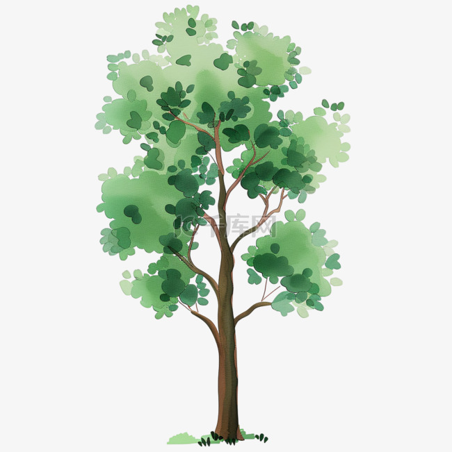 春天植树节手绘大树卡通元素
