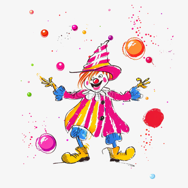 愚人节手绘元素小丑耍球卡通