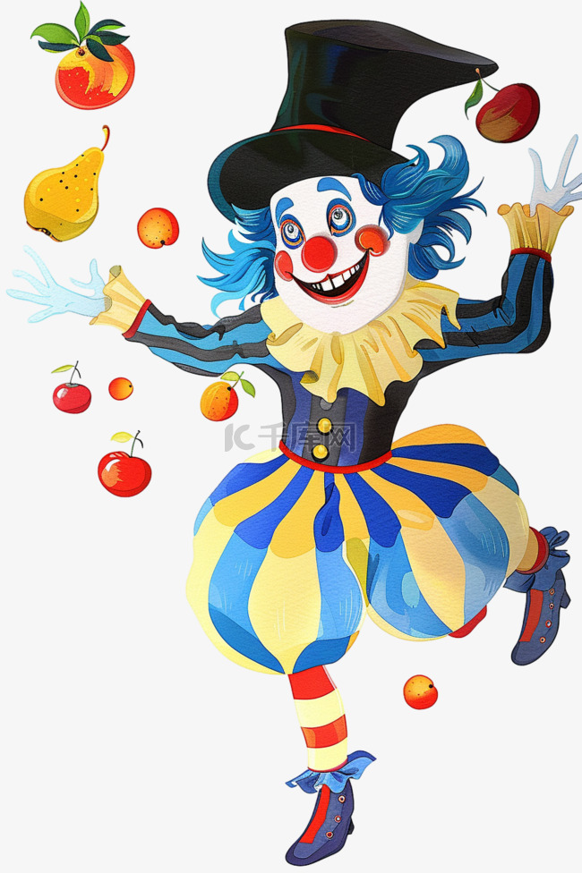 小丑杂耍卡通手绘元素愚人节