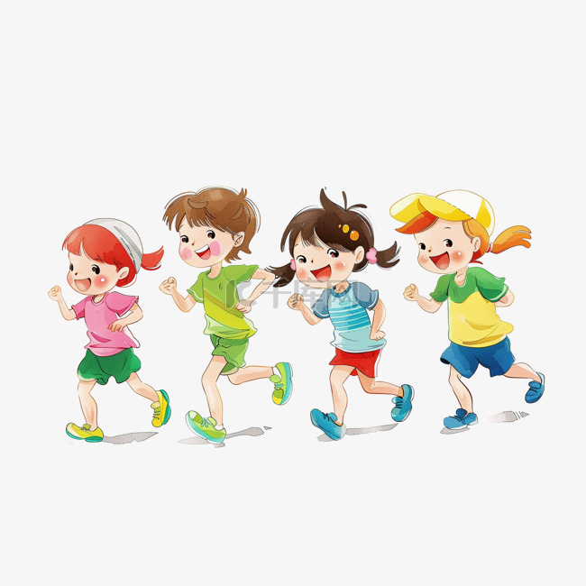 可爱孩子卡通手绘运动奔跑元素