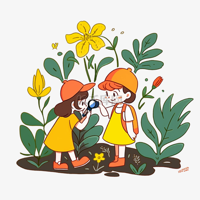 谷雨时节卡通风格儿童植物png