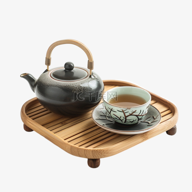 茶壶茶叶摄影图免抠元素茶盘