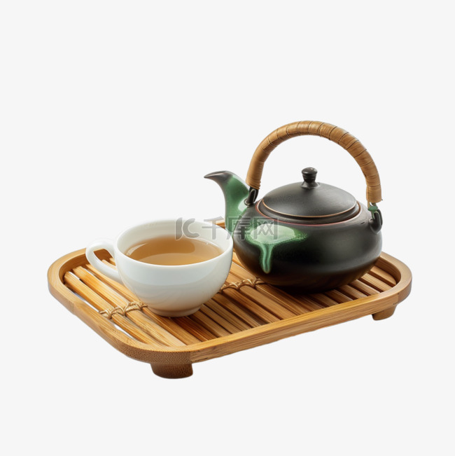 茶壶茶叶茶盘免抠摄影图元素