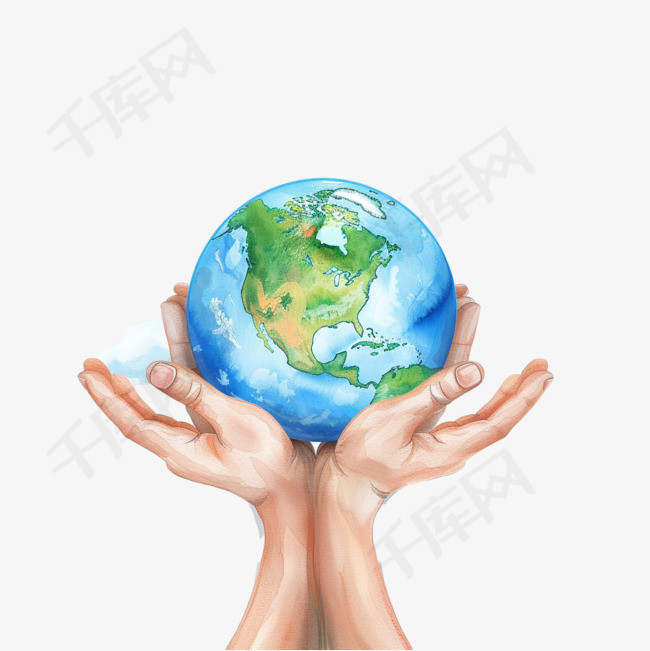免抠手绘世界地球日双手捧着地球